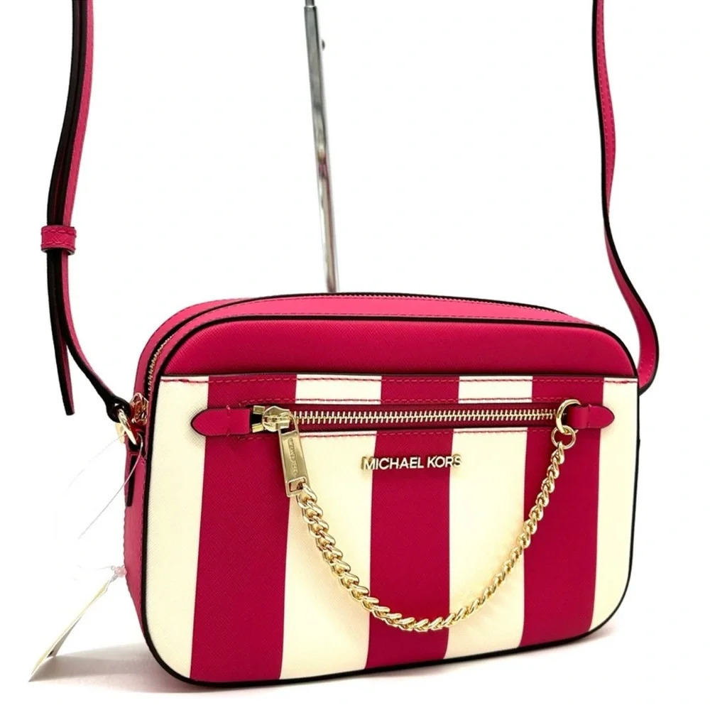 Michael Kors Large EW Zip Chain Xbody Crossbody Bag Electric Pink Multi - Picture 2 of 8